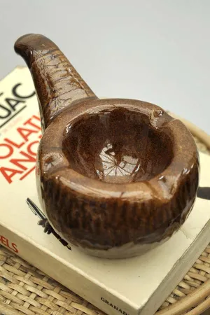 1970s Ceramic Pipe Shaped Ashtray Pipe Stand