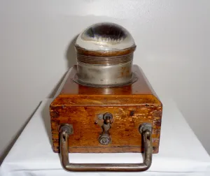 Antique Ever Ready UK Bullseye Bulb Torch / Hand Lamp In A Wood Case