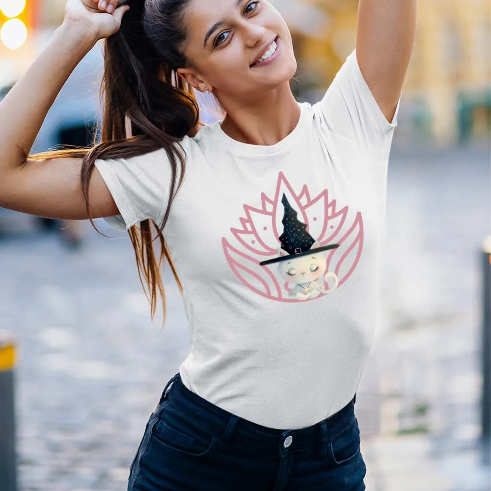 Axolotl witch with lotus print tee for women - Lioness-love.com