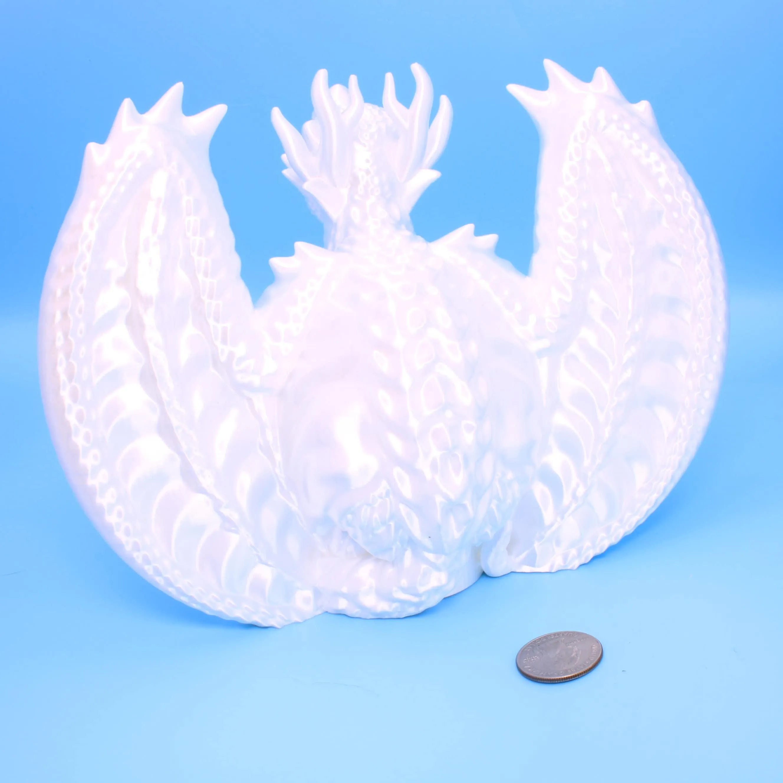 Dragon Figurine, Gold, Silver, White.