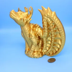 Dragon Figurine, Gold, Silver, White.