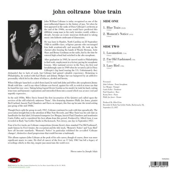 JOHN COLTRANE: Blue Train (MONO -180 GRAM GREEN VINYL)