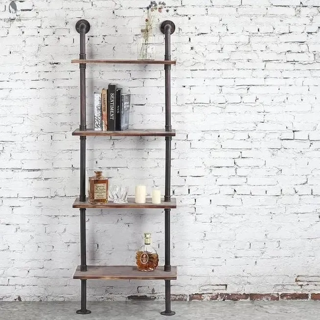 Pipe and Wood Wall Mounted Shelves