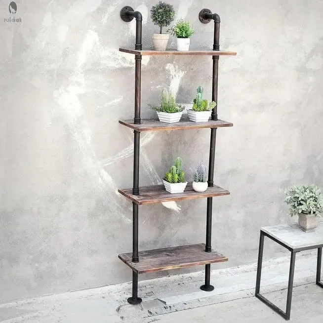Pipe and Wood Wall Mounted Shelves