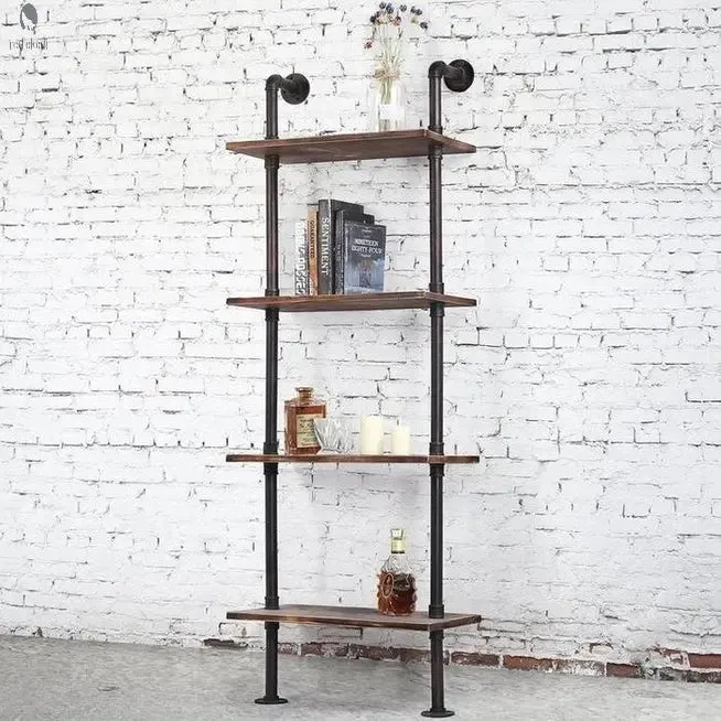 Pipe and Wood Wall Mounted Shelves